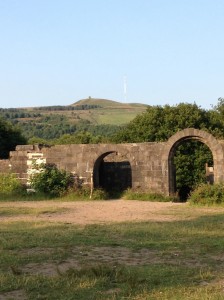 Rivington Castle - The Court Yard, with Winter Hill & a Watchtower in the Background.